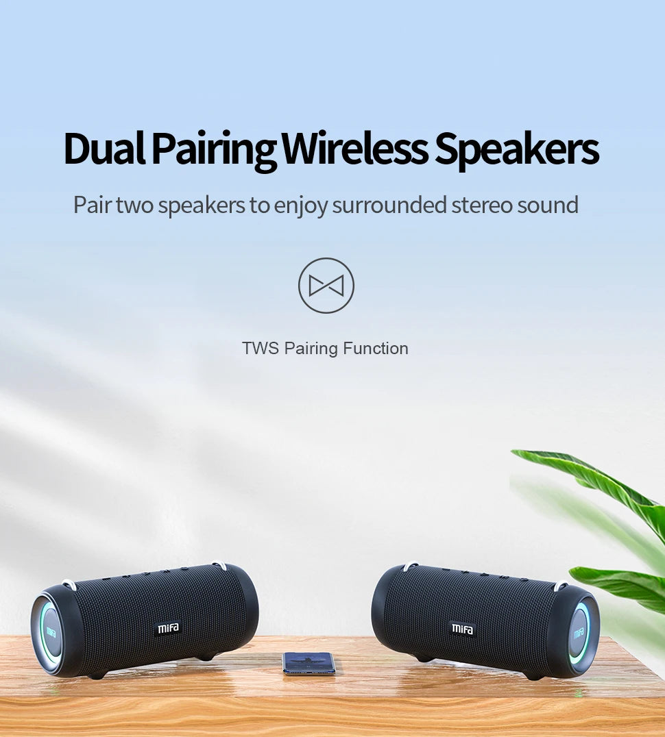 caixa de som bluetooth mifa - potência de saída de 60w amplificador para excelente desempenho de graves i