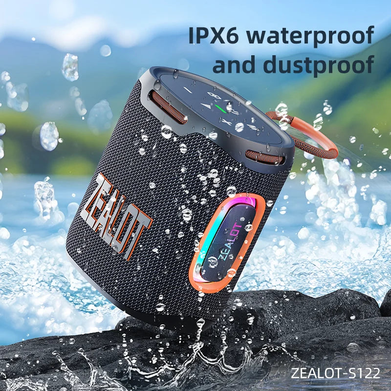 zealot s122 25w som hd estéreo sem fio à prova d'água ipx6 alto-falante portátil para uso externo com iluminação led rgb para festas