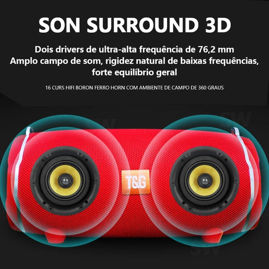 caixa de som bluetooth de alta potência 50w alto-falante portátil sem fio à prova d'água para uso externo coluna de áudio para pc centro musical subwoofer