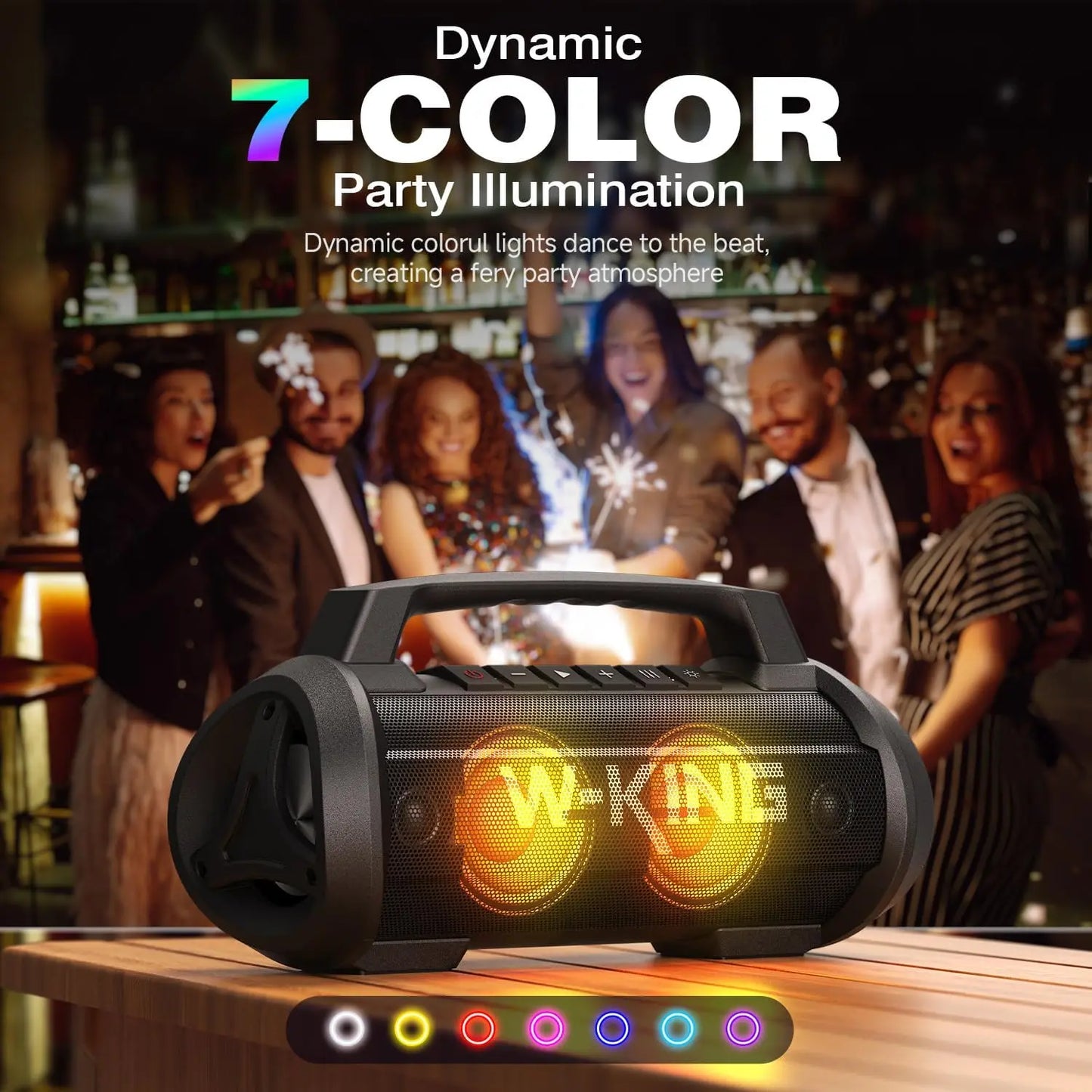 W-KING D10 alto-falante bluetooth portátil, 120W de pico 70W de potência sonora, alto-falante sem fio à prova d'água para uso externo, graves profundos