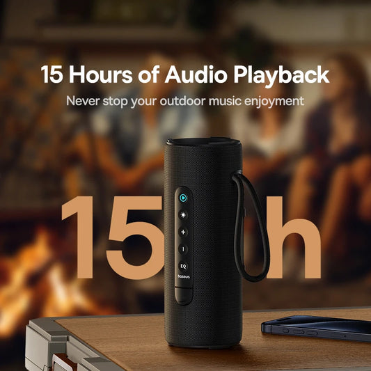 Caixa de Som Portátil Baseus AeQur VO20 para Camping, Bluetooth 5.3, Graves Potentes, 15 Horas de Reprodução, Mini Caixa de Som Sem Fio para Uso Externo, IPX5