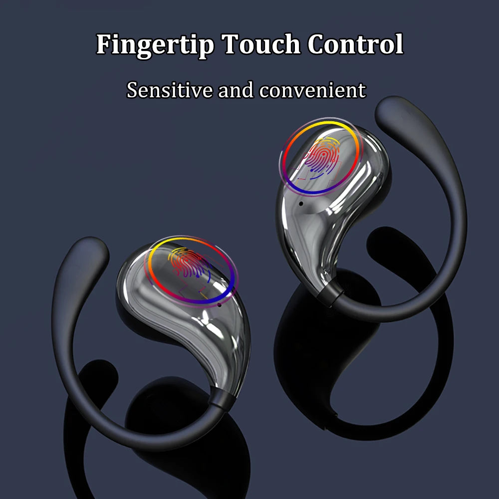 fones de ouvido bluetooth 5.4 com gancho para orelha tws sem fio fones hifi estéreo fones à prova d’água headset com display led longa autonomia earbuds com toque