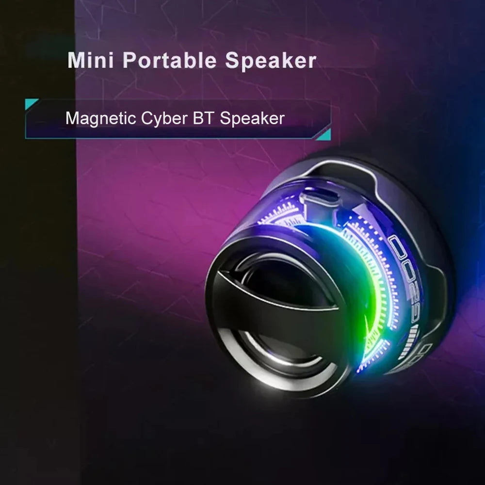 novo alto-falante bluetooth com luz multicolorida rgb e suporte magnético para celular alto-falante estéreo mini para viagem com luz rgb
