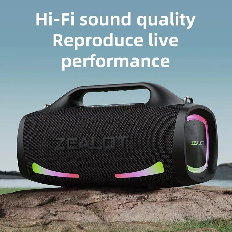 ZEALOT-S79 Alto-falante Portátil para Festas com Bluetooth 5.2, Alça de Transporte, 24 Horas de Reprodução – Ideal para Festas e Camping