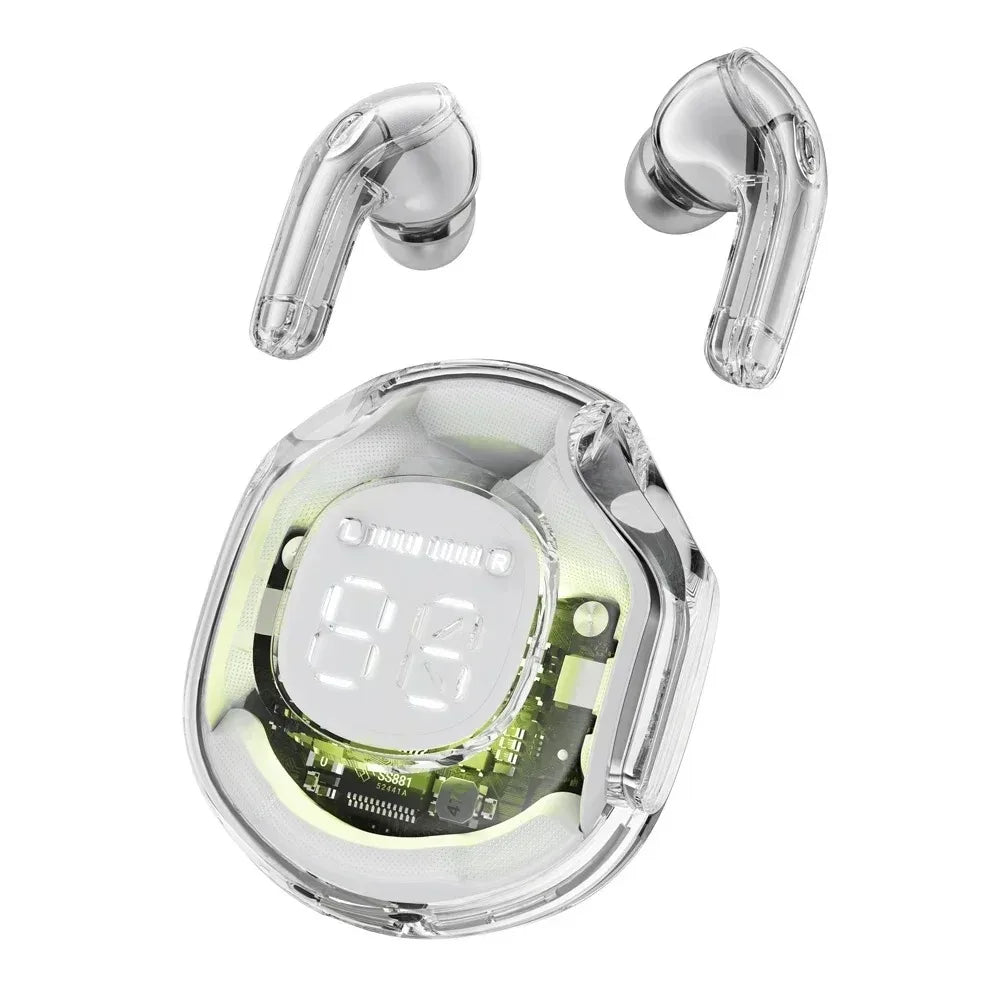 t8 pro tws fones bluetooth transparentes com display digital led fones intra-auriculares