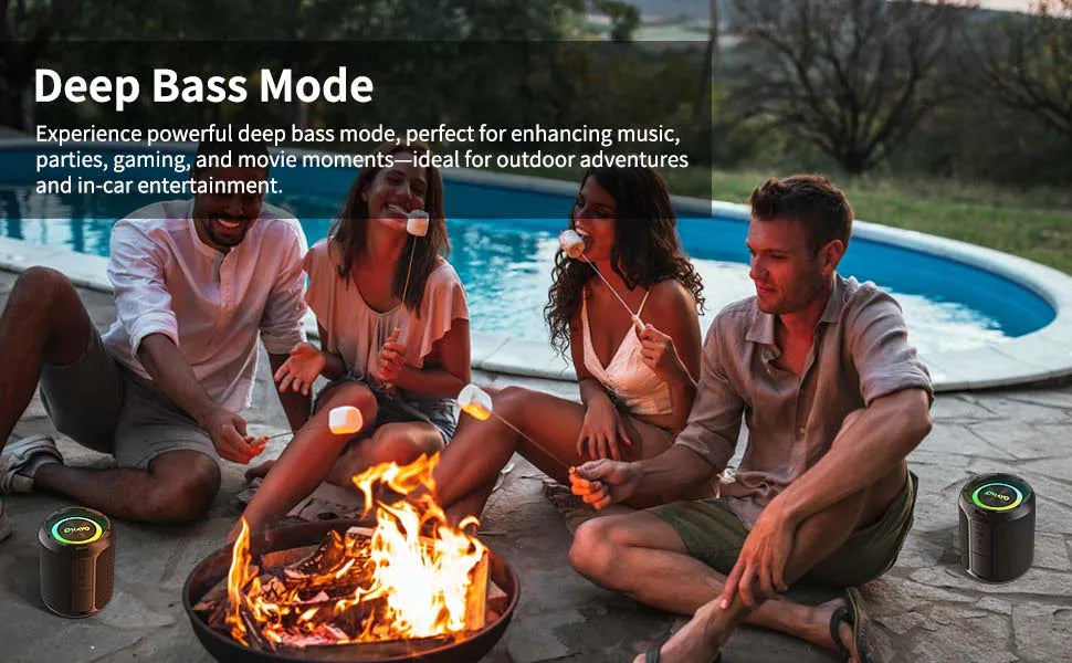 ohayo x3 alto-falante bluetooth portátil 40w, alto-falante sem fio à prova d'água ipx7 com luzes coloridas, entrada tf card/aux, para camping e caminhada