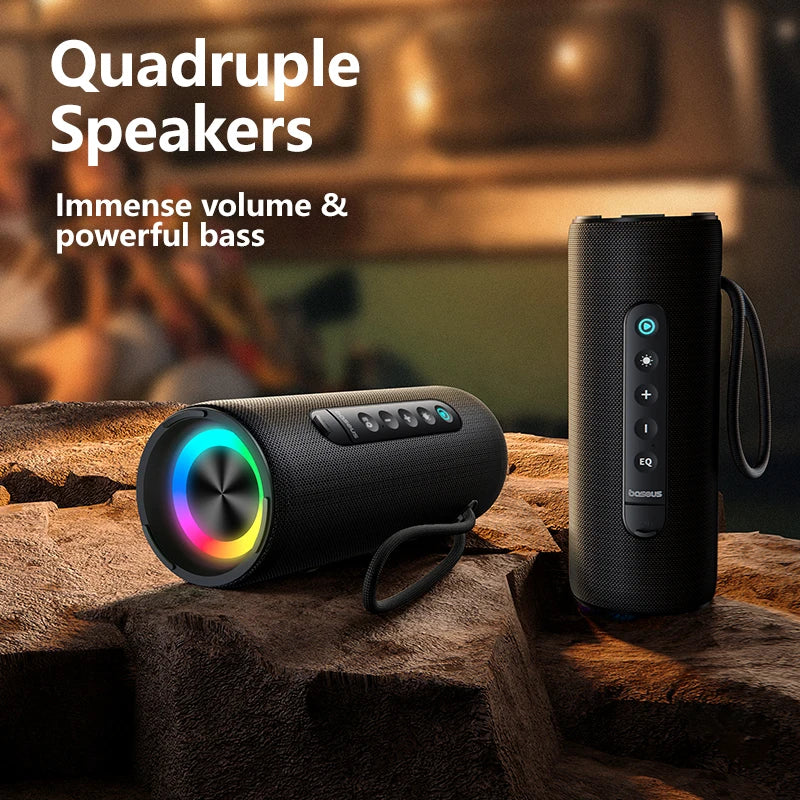 Caixa de Som Portátil Baseus AeQur VO20 para Camping, Bluetooth 5.3, Graves Potentes, 15 Horas de Reprodução, Mini Caixa de Som Sem Fio para Uso Externo, IPX5
