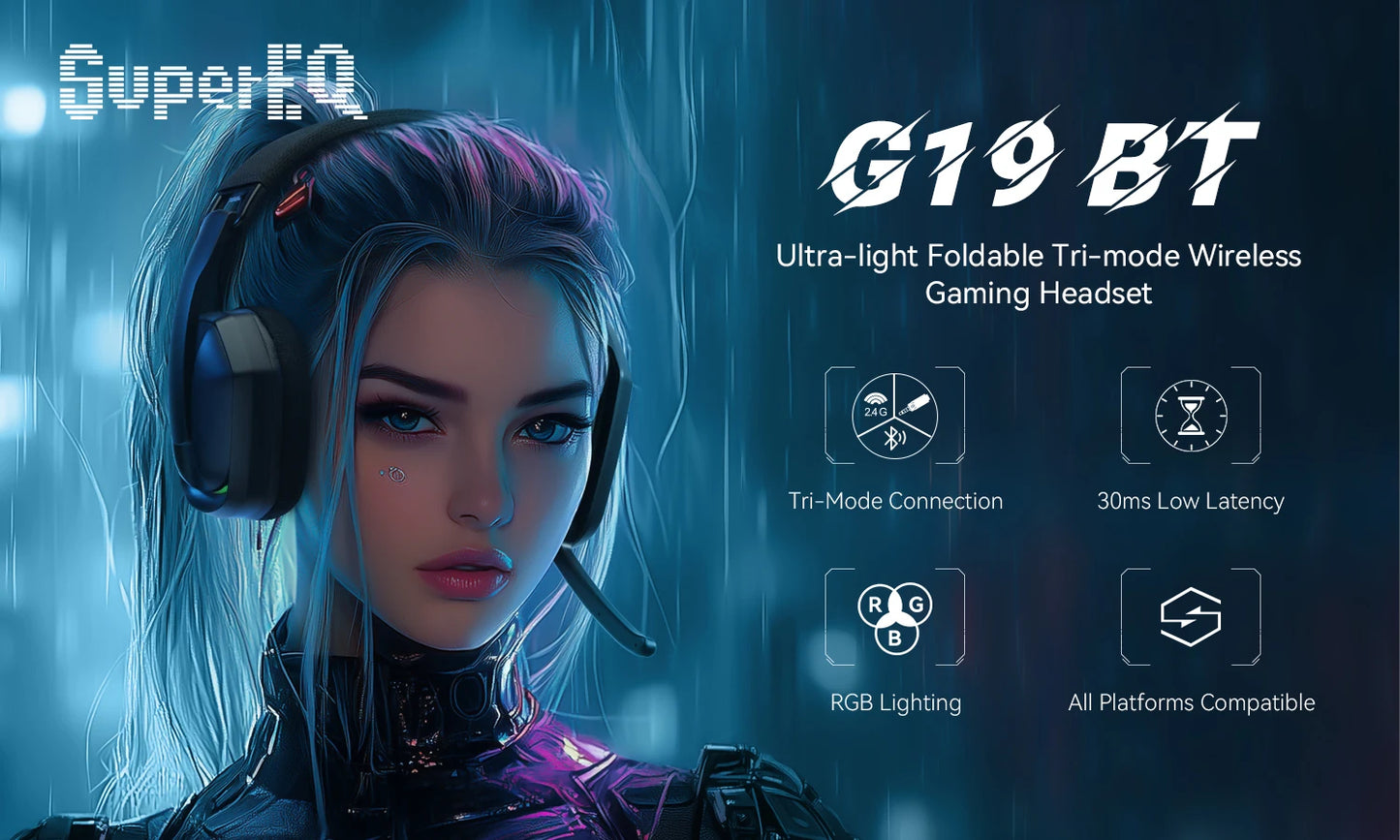 oneodio g19bt headset gamer sem fio 2.4g com microfone transmissor usb/tipo c fones de ouvido over-ear com rgb para ps5/ps4/pc/celular