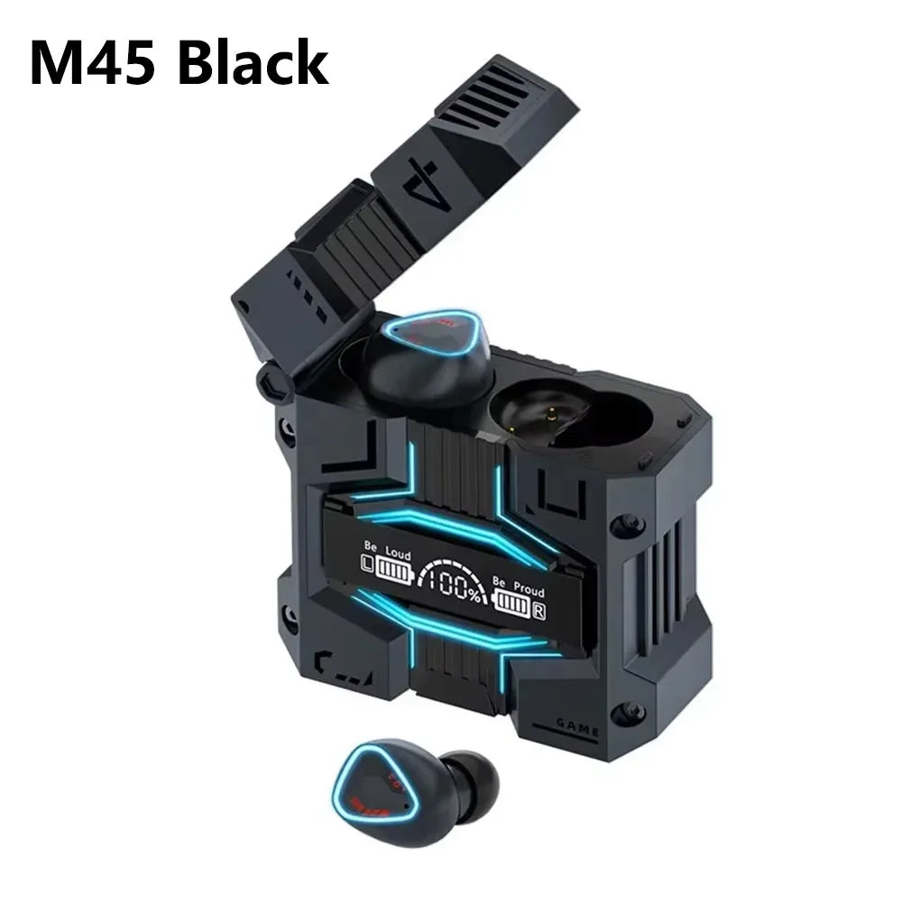 Fone de ouvido Bluetooth M41 sem fio com tela digital Smart Touch e luz colorida com sucção magnética
