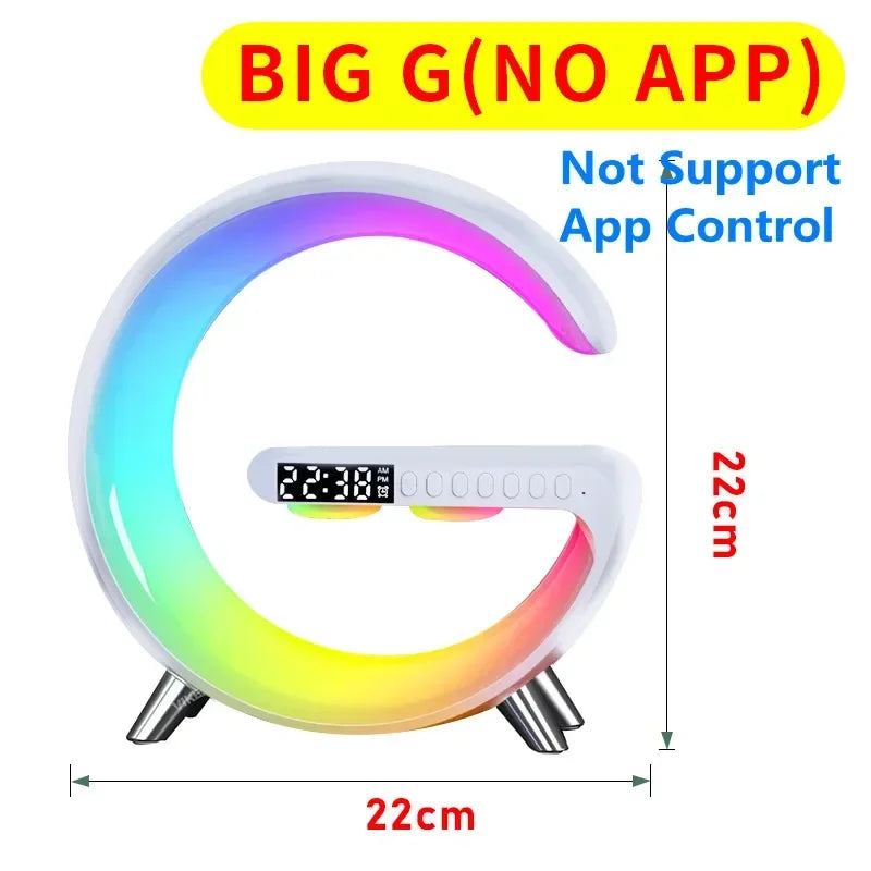 luminária inteligente com led e luz noturna rgb com alto-falante sem fio carregador rápido sem fio de 15w luminária de mesa para quarto criado-mudo ou sala gamer