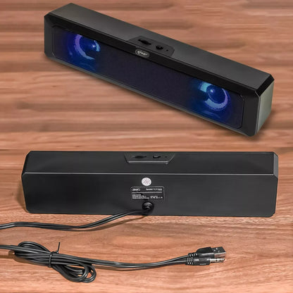 caixa de som soundbar gamer 6w usb p2 led rgb para tv pc notebook celular tablet som potente hi-fi estéreo plug and play cabo longo
