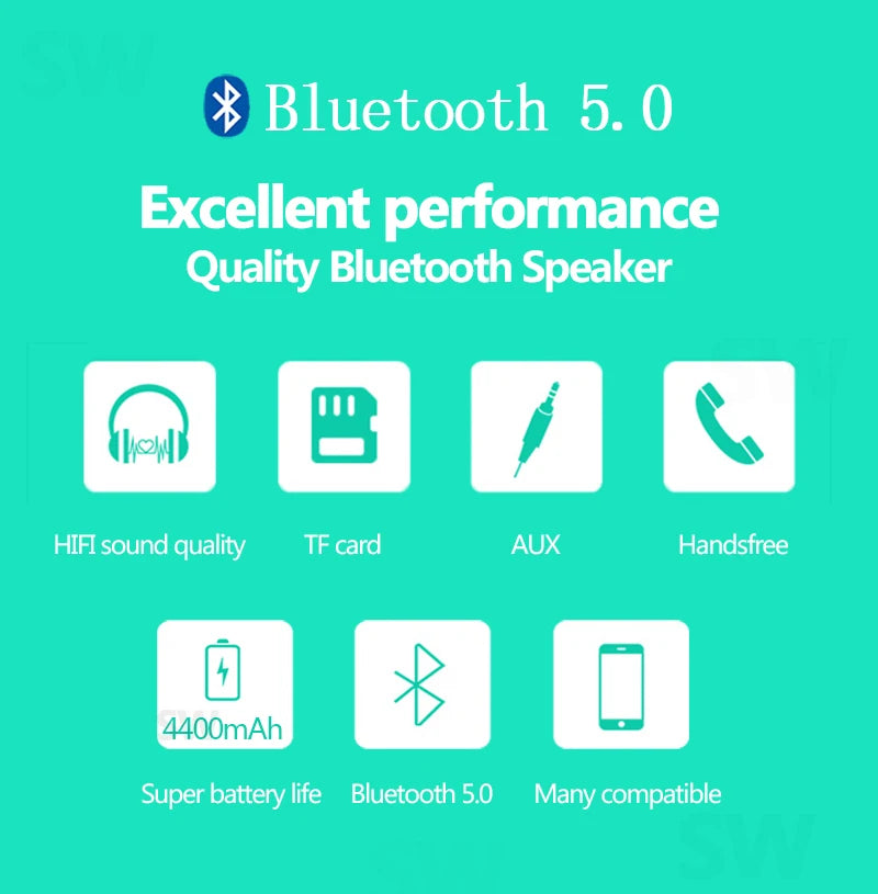 caixa de som bluetooth de alta potência 50w alto-falante portátil sem fio à prova d'água para uso externo coluna de áudio para pc centro musical subwoofer
