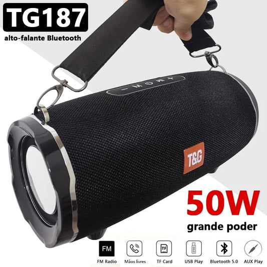 caixa de som bluetooth de alta potência 50w alto-falante portátil sem fio à prova d'água para uso externo coluna de áudio para pc centro musical subwoofer
