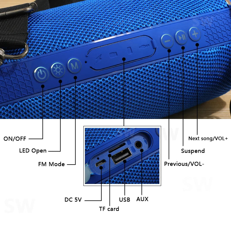 caixa de som bluetooth de alta potência 50w alto-falante portátil sem fio à prova d'água para uso externo coluna de áudio para pc centro musical subwoofer