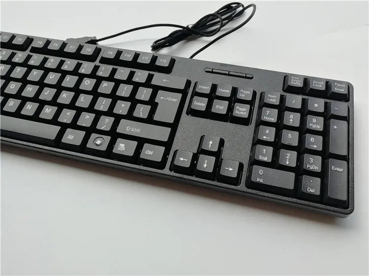 teclado com keycaps com letras em espanhol, francês, russo e árabe teclado gamer com fio USB de 104 teclas para computador