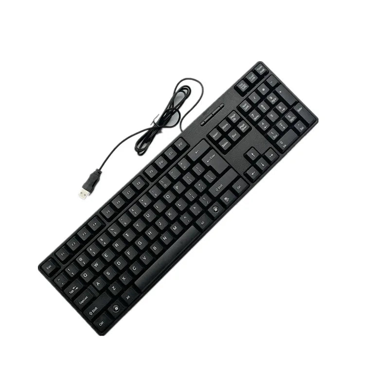 teclado com keycaps com letras em espanhol, francês, russo e árabe teclado gamer com fio USB de 104 teclas para computador