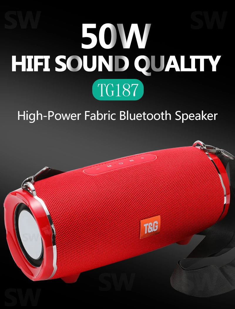 caixa de som bluetooth de alta potência 50w alto-falante portátil sem fio à prova d'água para uso externo coluna de áudio para pc centro musical subwoofer