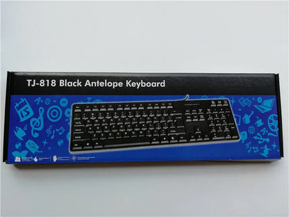 teclado com keycaps com letras em espanhol, francês, russo e árabe teclado gamer com fio USB de 104 teclas para computador