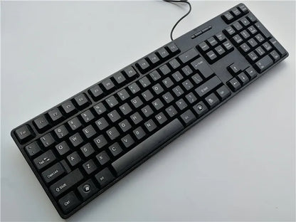 teclado com keycaps com letras em espanhol, francês, russo e árabe teclado gamer com fio USB de 104 teclas para computador