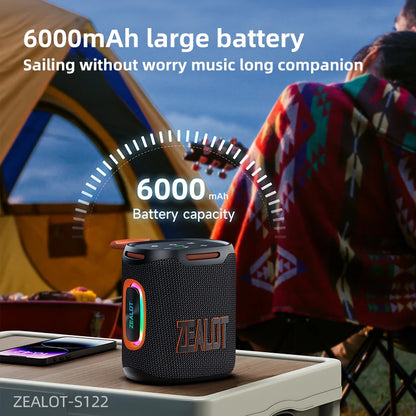 zealot s122 25w som hd estéreo sem fio à prova d'água ipx6 alto-falante portátil para uso externo com iluminação led rgb para festas