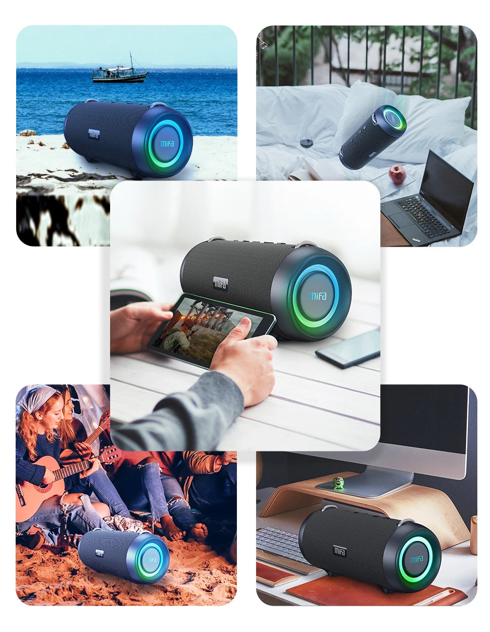 caixa de som bluetooth  mifa - potência de saída de 60w amplificador  para excelente desempenho de graves i