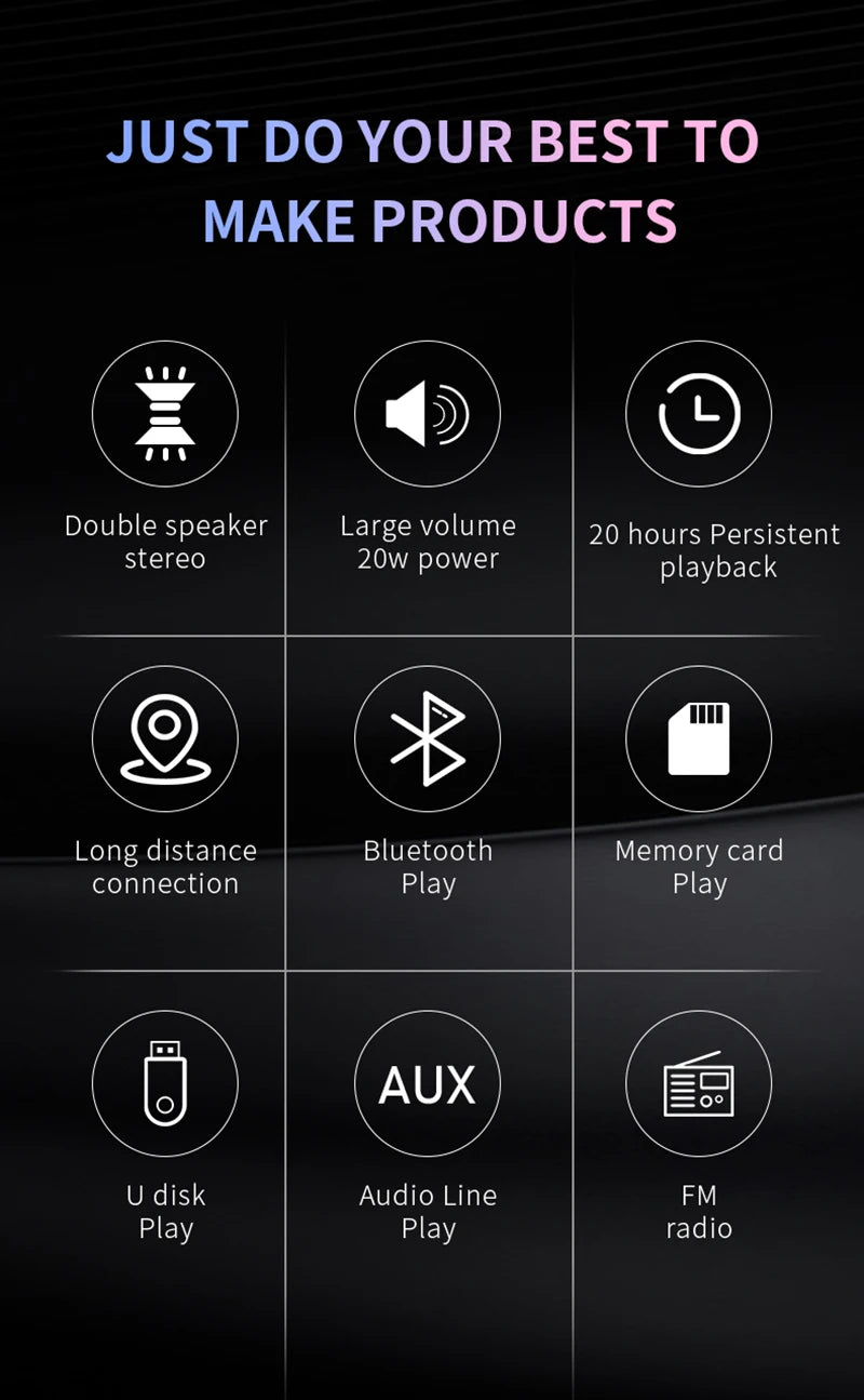 caixa de som bluetooth de alta potência 50w alto-falante portátil sem fio à prova d'água para uso externo coluna de áudio para pc centro musical subwoofer