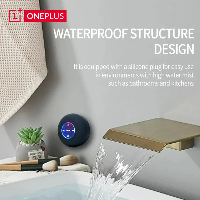 oneplus caixa de som bluetooth à prova d’água para banheiro com led ventosa grande mini portátil alto-falante estéreo para esportes ao ar livre