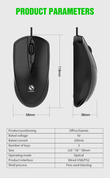 mouse com fio 301 para escritório e jogos para computador desktop, laptop e uso empresarial mouse óptico USB