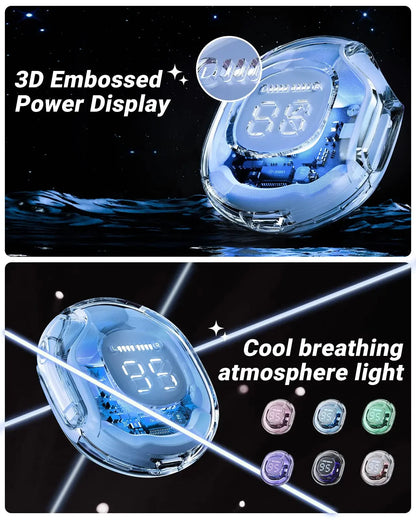t8 pro tws fones bluetooth transparentes com display digital led fones intra-auriculares