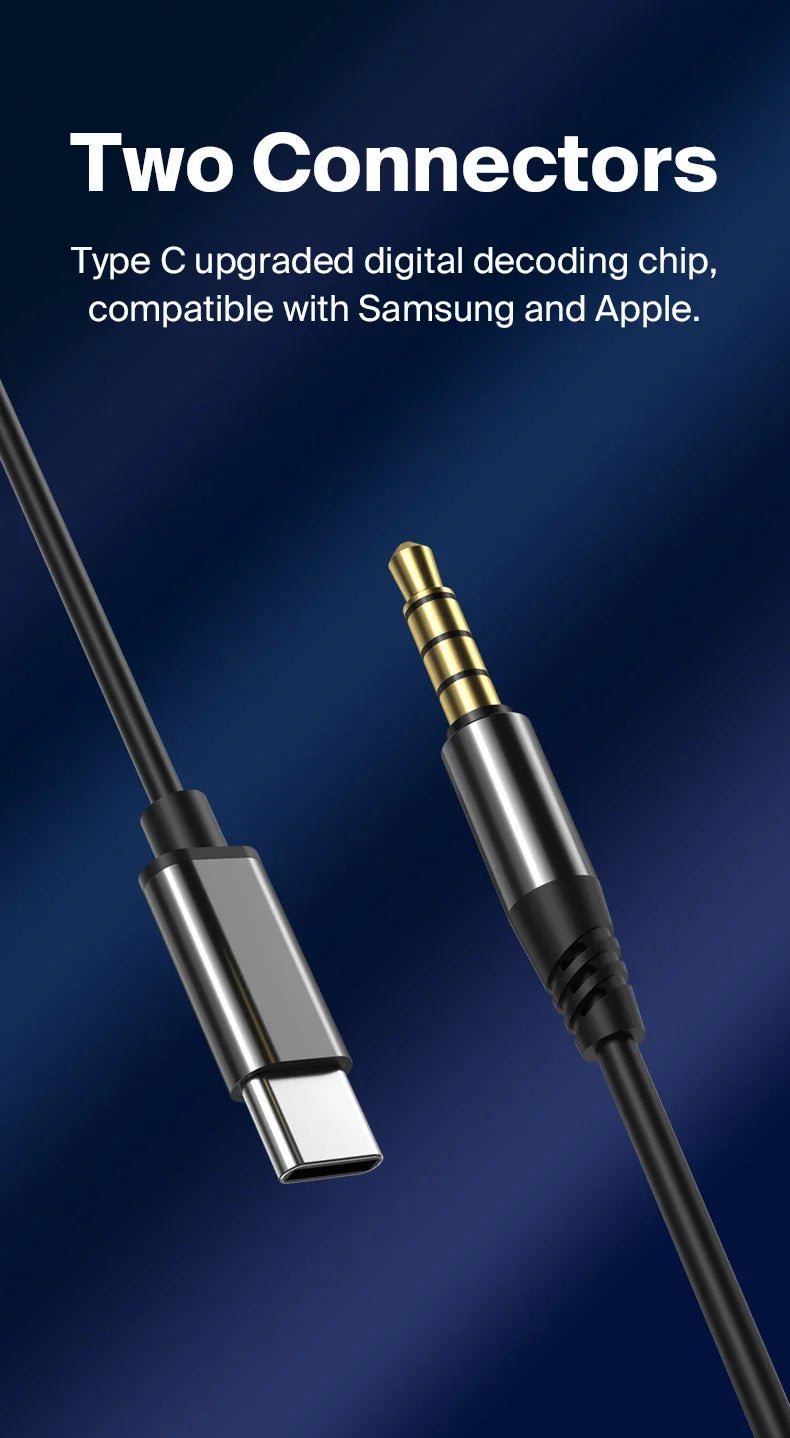 Fone de ouvido com cancelamento de ruído EARDECO 3,5 mm/tipo C