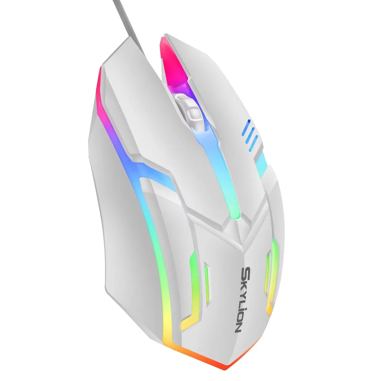 mouse com fio F1 de 3 botões iluminação colorida para jogos e escritório compatível com sistemas Microsoft Windows e Apple iOS
