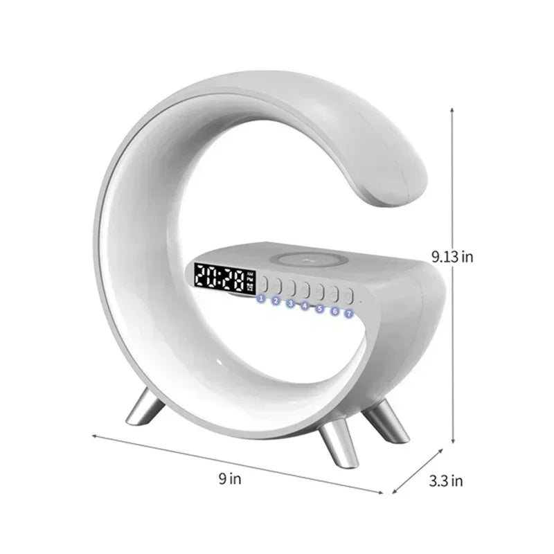 luminária inteligente com led e luz noturna rgb com alto-falante sem fio carregador rápido sem fio de 15w luminária de mesa para quarto criado-mudo ou sala gamer