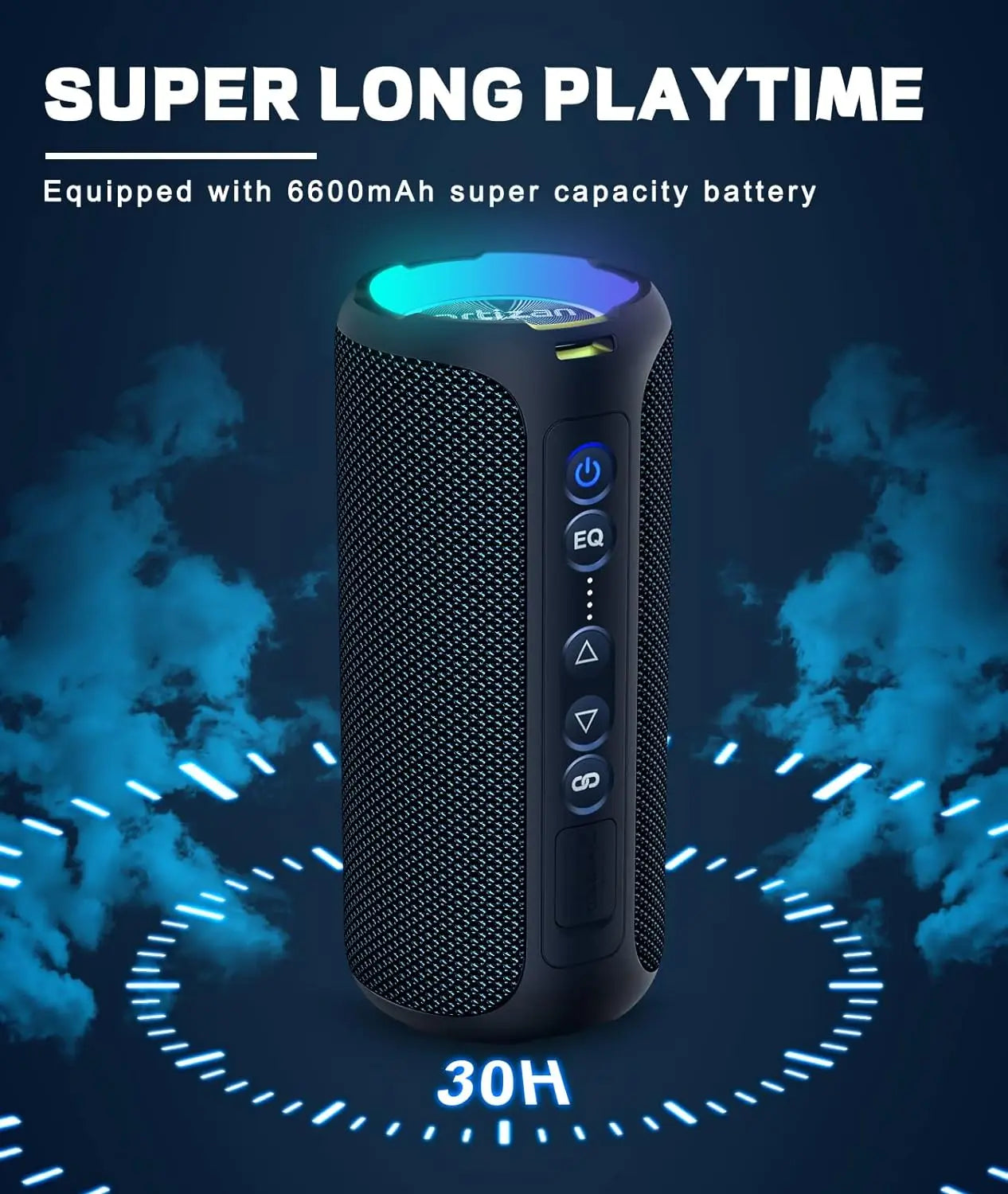 Caixa de Som Bluetooth Ortizan – 40W com Graves Reforçados, Portátil, Sem Fio, para Uso Externo, 30 Horas de Reprodução, À Prova d’Água IPX7, Bluetooth 5.3, Ideal para Banho