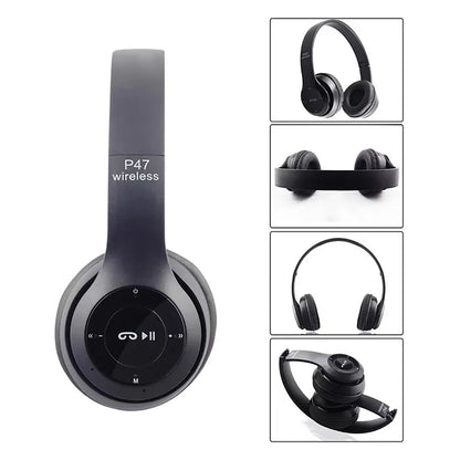 Fone de Ouvido Estéreo P47 – Headset Bluetooth 5.0 Dobrável, Sem Fio