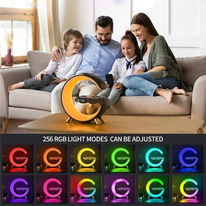 luminária inteligente com led e luz noturna rgb com alto-falante sem fio carregador rápido sem fio de 15w luminária de mesa para quarto criado-mudo ou sala gamer
