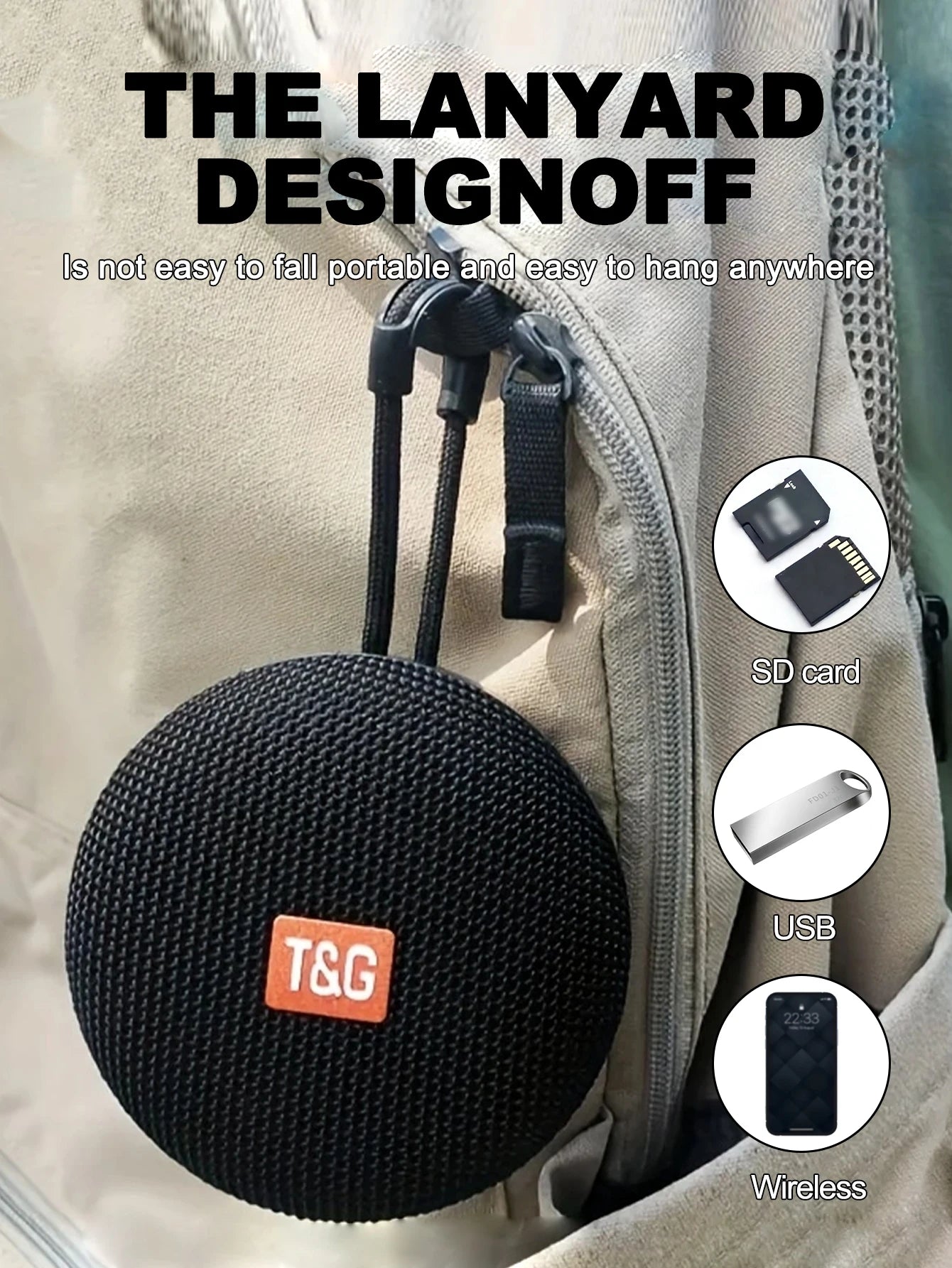 tg352 caixa de som bluetooth portátil à prova d'água para uso externo com suporte a chamadas viva-voz / cartão  com som estéreo e pareamento tws