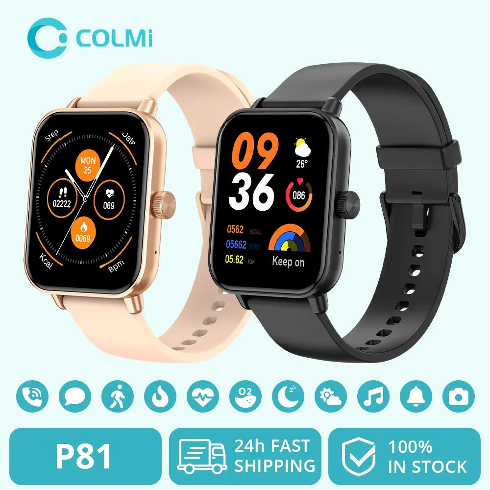 COLMI P81 relógio inteligente com chamada por voz tela ultra de 1,9 polegadas monitoramento de saúde 24 horas mais de 100 modos esportivos smartwatch Bluetooth para homens e mulheres