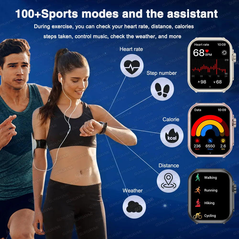 Apple Watch Ultra 2 masculino feminino pulseira inteligente bateria de 1000mAh GPS tela AMOLED chamadas por Bluetooth esportivo à prova d'água