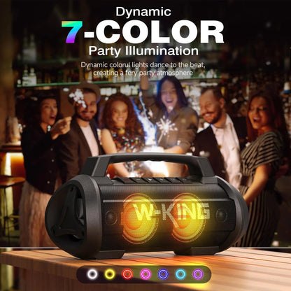 W-KING D10 alto-falante bluetooth portátil, 120W de pico 70W de potência sonora, alto-falante sem fio à prova d'água para uso externo, graves profundos