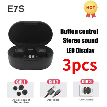 Fones de ouvido sem fio E7S TWS com controle Bluetooth, esportivo à prova d'água