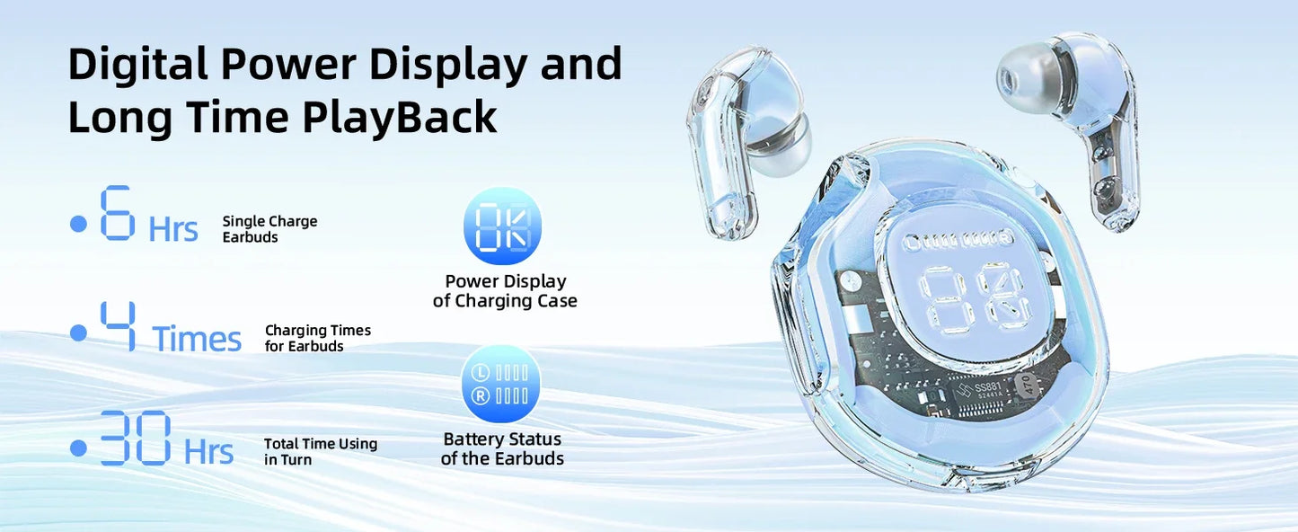 t8 pro tws fones bluetooth transparentes com display digital led fones intra-auriculares