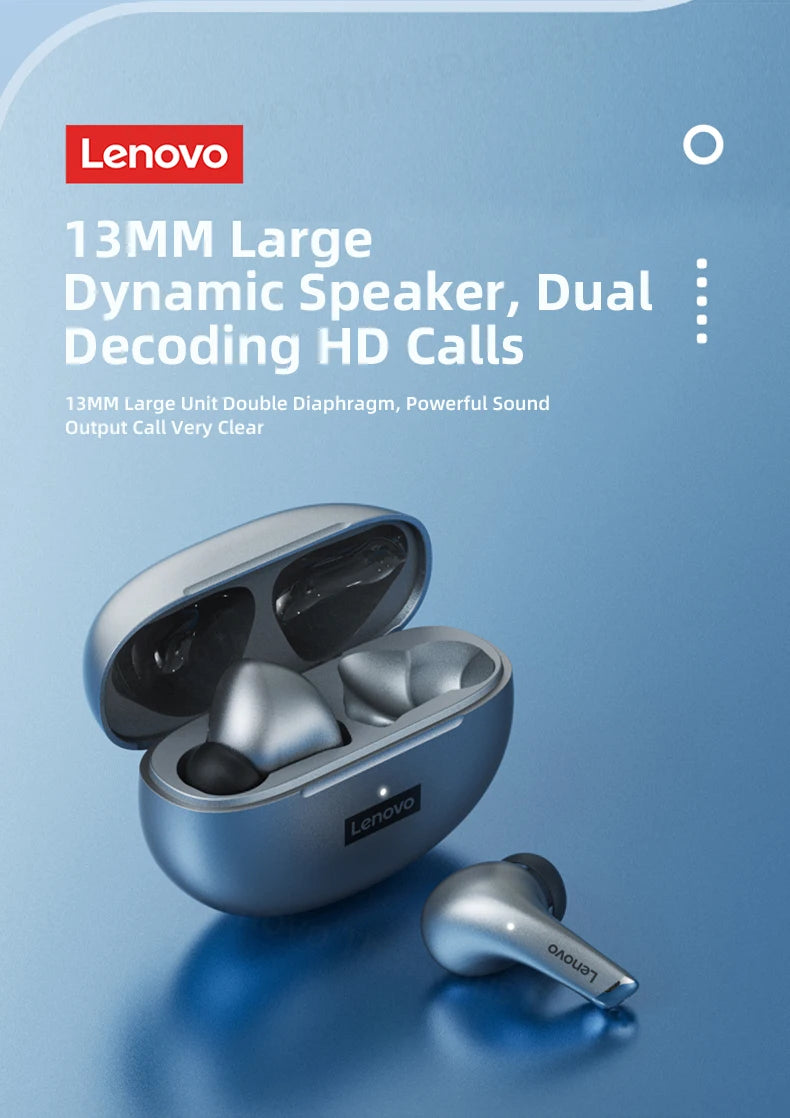 Fone de Ouvido Sem Fio Bluetooth Lenovo LP5 Original TWS com Longa Duração de Bateria, Fone Esportivo, Modo Duplo para Jogos, Chamada em HD, com Microfone.