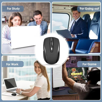 mouse sem fio portátil 2.4G mouse ergonômico óptico para escritório com níveis de DPI ajustáveis até 1600 para notebook, laptop e MacBook