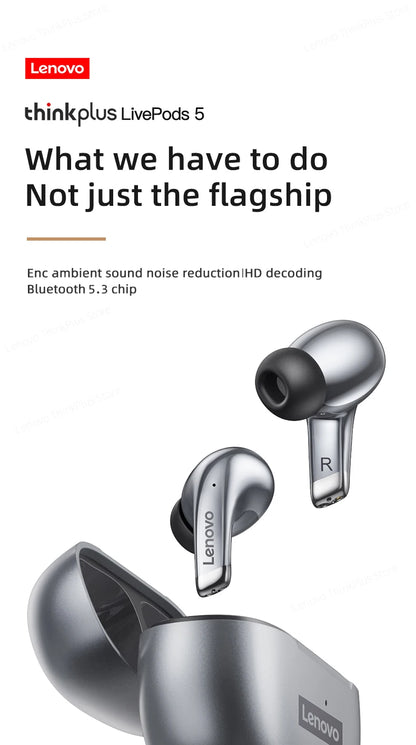 Fone de Ouvido Sem Fio Bluetooth Lenovo LP5 Original TWS com Longa Duração de Bateria, Fone Esportivo, Modo Duplo para Jogos, Chamada em HD, com Microfone.