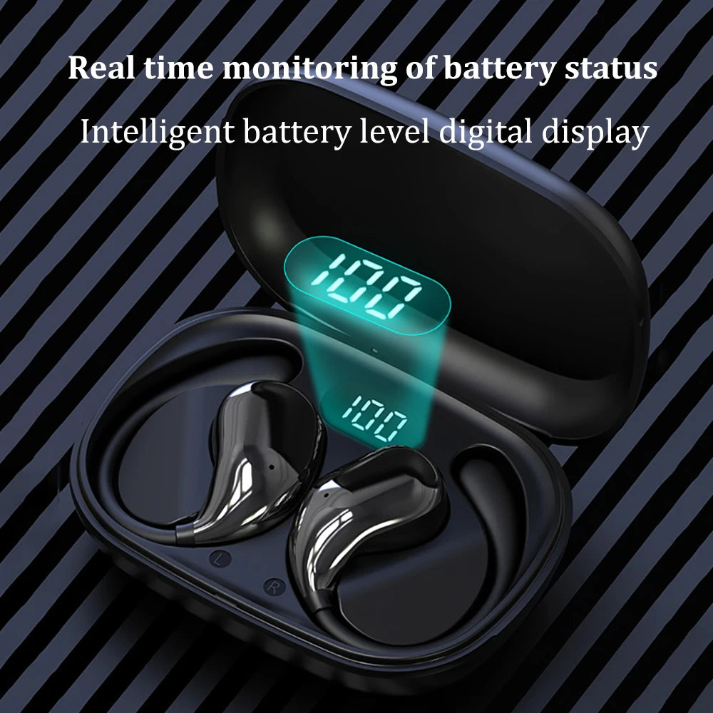 fones de ouvido bluetooth 5.4 com gancho para orelha tws sem fio fones hifi estéreo fones à prova d’água headset com display led longa autonomia earbuds com toque