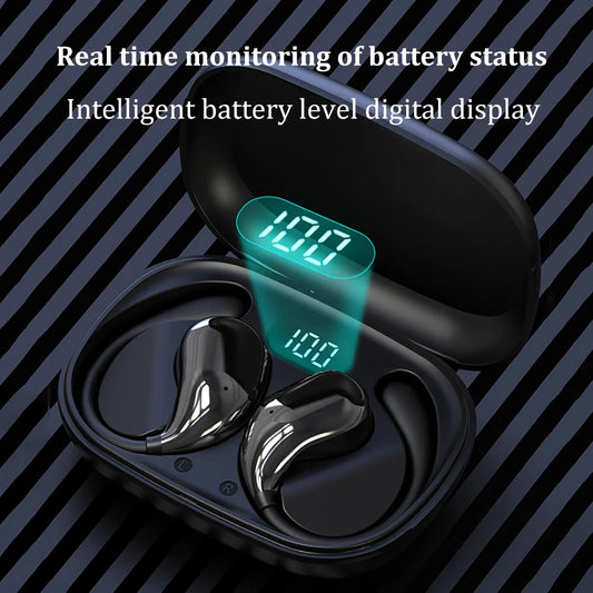 fones de ouvido bluetooth 5.4 com gancho para orelha tws sem fio fones hifi estéreo fones à prova d’água headset com display led longa autonomia earbuds com toque