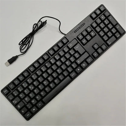 teclado com keycaps com letras em espanhol, francês, russo e árabe teclado gamer com fio USB de 104 teclas para computador