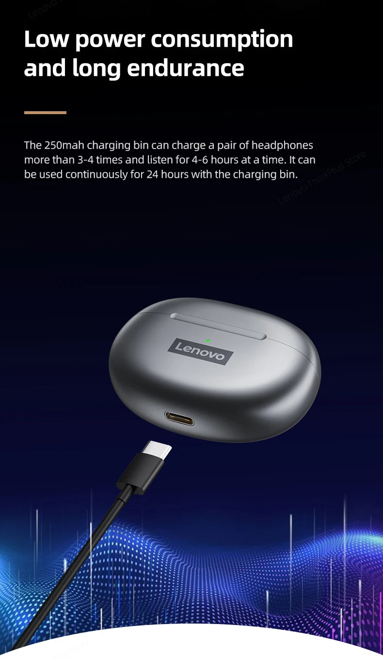 Fone de Ouvido Sem Fio Bluetooth Lenovo LP5 Original TWS com Longa Duração de Bateria, Fone Esportivo, Modo Duplo para Jogos, Chamada em HD, com Microfone.