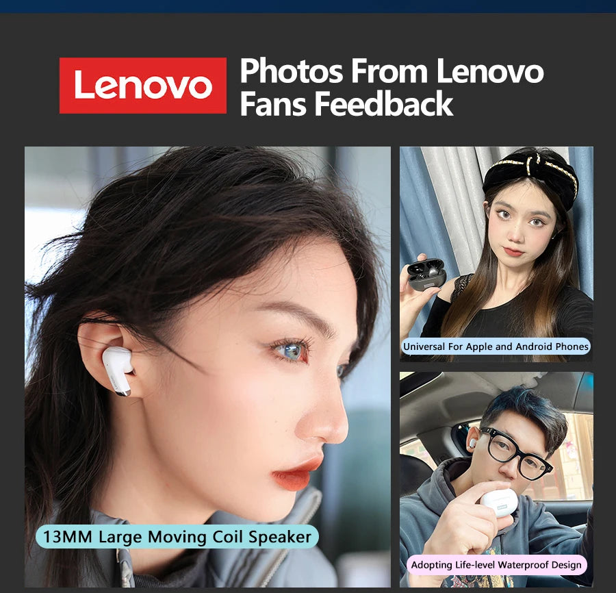 Fone de Ouvido Sem Fio Bluetooth Lenovo LP5 Original TWS com Longa Duração de Bateria, Fone Esportivo, Modo Duplo para Jogos, Chamada em HD, com Microfone.