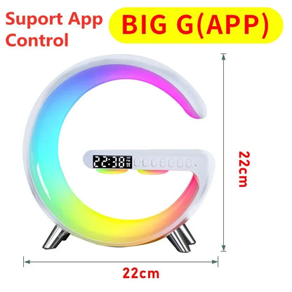luminária inteligente com led e luz noturna rgb com alto-falante sem fio carregador rápido sem fio de 15w luminária de mesa para quarto criado-mudo ou sala gamer